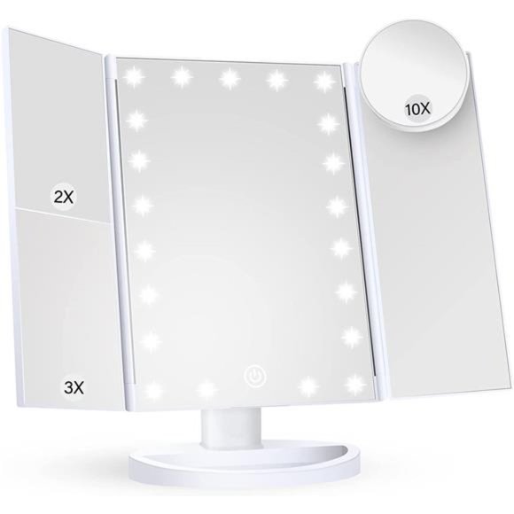 Makeup Vanity Mirror with Lights, 2X 3X 10X Magnification, Lighted Makeup Mirror - Picture 1 of 5